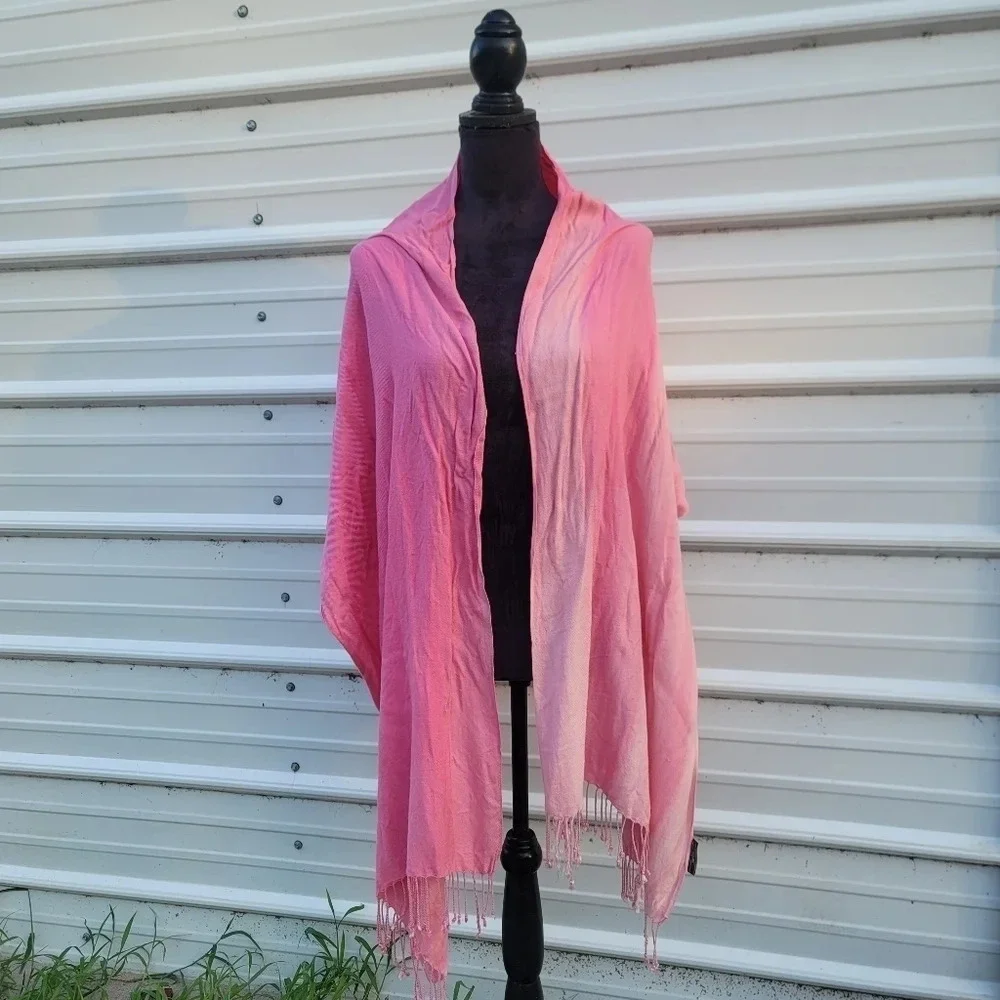 J. Raani Soft Design India Shawl Capelet Cape Scarf Fringe Ombré Fringe 80
